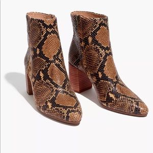 Madewell Fiona Boot Snake Embossed Leather- Wood Ash Multi color - 8